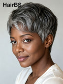 Pixie wig Glueless wig Salt and Pepper straight