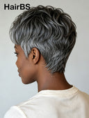 Pixie wig Glueless wig Salt and Pepper straight
