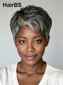 Pixie wig Glueless wig Salt and Pepper straight