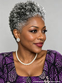 Machine made Salt And Pepper pixie cut wig 