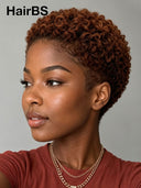 Lace front 13x4 Pixie wig curly Brown for black woman