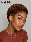 Lace front 13x4 Pixie wig curly Brown for black woman