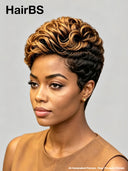Gluelesse wig Pixie machine made honey highlight 