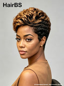 Gluelesse wig Pixie machine made honey highlight 