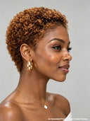 Gluelesse wig machine made Pixie curly wig brown