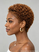Gluelesse wig machine made Pixie curly wig brown