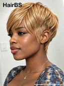 Ready to go honey pixie cut wig 100% Human Hair