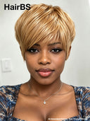 Ready to go honey pixie cut wig 100% Human Hair