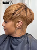 Ready to go honey pixie cut wig 100% Human Hair