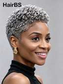 Gluelesse wig Pixie silver finger wave machine made