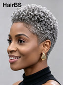 Gluelesse wig Pixie silver finger wave machine made