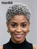 Gluelesse wig Pixie silver finger wave machine made