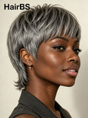 Ready to wear Gluelesse wig Pixie Salt and Pepper