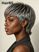 Ready to wear Gluelesse wig Pixie Salt and Pepper