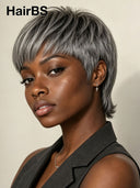 Ready to wear Gluelesse wig Pixie Salt and Pepper
