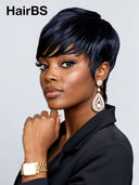 Machine made Pixie wig blue straight
