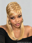 Mullet wig blonde straight machine made
