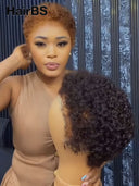 Lace front 13x4 wig afro Pixie wig 100% Human Hair