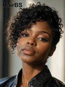 Lace front Pixie cut Wig curly wave for black woman 100% Human Hair