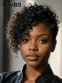 Lace front Pixie cut Wig curly wave for black woman 100% Human Hair