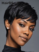 Ready to go pixie wig straight for black woman 100% Human Hair