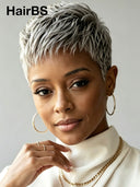 Salt and Pepper Lace closure 5x5 Short wig straight