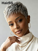 Salt and Pepper Lace closure 5x5 Short wig straight