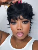 Glueless wig pixie cut wig for black woman 100% Human Hair