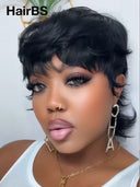 Glueless wig pixie cut wig for black woman 100% Human Hair