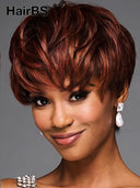 Ready to go pixie wig straight brown for black woman 100% Human Hair 