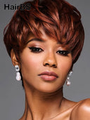 Ready to go pixie wig straight brown for black woman 100% Human Hair 