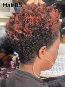 Pixie wig lace front highlight afro curly 100% Human Hair