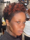 Pixie wig lace front highlight afro curly 100% Human Hair