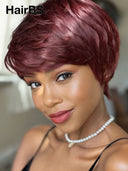 Pixie cut wig machine made 99J# 100% Human Hair 