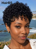 Ready to go pixie cut wig Glueless wig curly wave