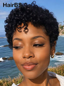 Ready to go pixie cut wig Glueless wig curly wave