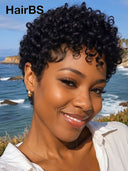 Ready to go pixie cut wig Glueless wig curly wave
