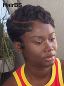 Pixie 13x4 lace front Wig chioma finger wave for black woman 100% Human Hair