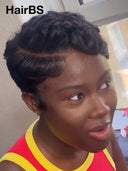 Pixie 13x4 lace front Wig chioma finger wave for black woman 100% Human Hair
