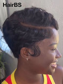 Pixie 13x4 lace front Wig chioma finger wave for black woman 100% Human Hair