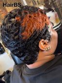 Glueless wig pixie cut wig finger wave highlight 100% Human Hair