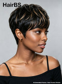 Glueless Pixie wig brown highlight for black woman 