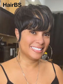 Glueless Pixie wig brown highlight for black woman 