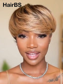 Pixie wig straight honey glueless wig for black woman 100% Human Hair