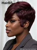 Machine made Glueless Pixie wig burgundy for black woman