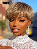 Ready to go Glueless wig pixie cut wig 100% Human Hair