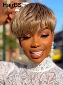 Ready to go Glueless wig pixie cut wig 100% Human Hair