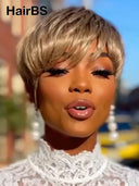 Ready to go Glueless wig pixie cut wig 100% Human Hair