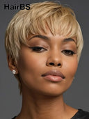 Glueless wig machine made pixie cut wig blonde 100% Human Hair