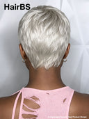Pixie cut wig silver straight machine made 100% Human Hair